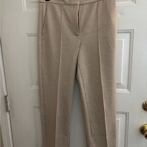 Ann Taylor Beige/Cream Textured Straight-Leg Trousers